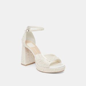Dolce Vita White Pearl-Embellished Women's Heels
